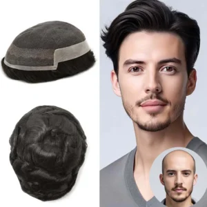 French Lace with Poly Coated Toupee for Men Natural Hair System