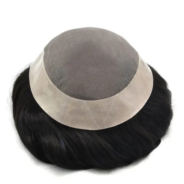 Monofilament With PU Lace Folded In Front Men Toupee Natural Hair System - Image 4