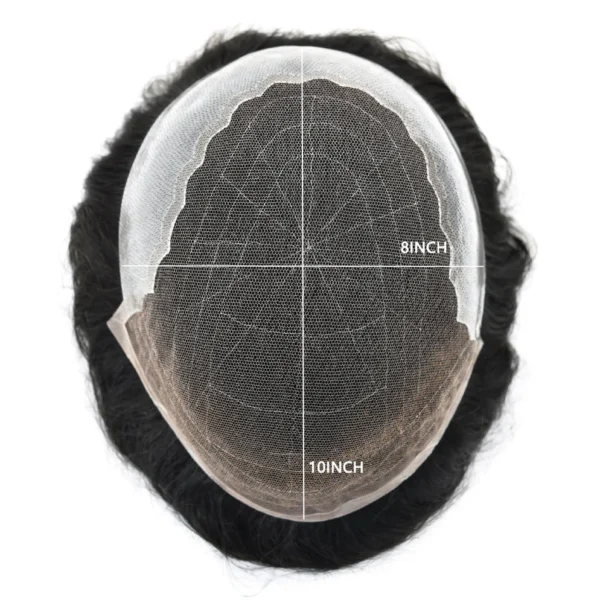 French Lace with PU Toupee for Men Natural Hair System - Image 5