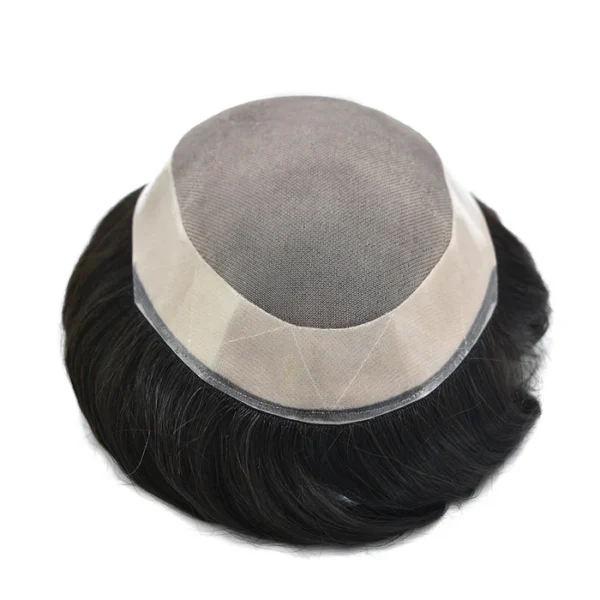 Monofilament With PU Lace Folded In Front Men Toupee Natural Hair System - Image 3