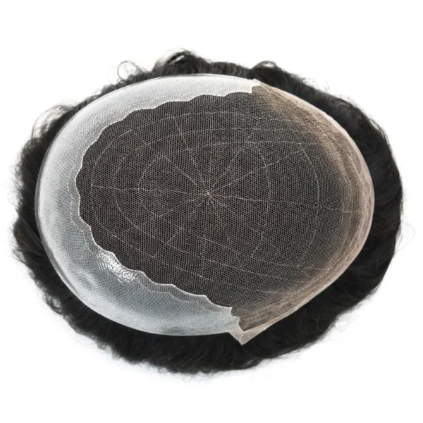 French Lace with PU Toupee for Men Natural Hair System - Image 3
