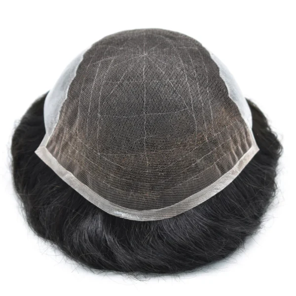 French Lace with PU Toupee for Men Natural Hair System - Image 4