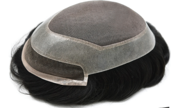 Durable Silk Fine Monofilament Men Toupee Natural Hair System - Image 3