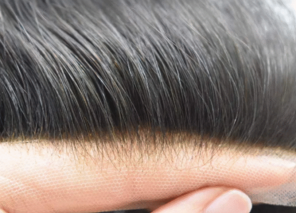 Durable Silk Fine Monofilament Men Toupee Natural Hair System - Image 4