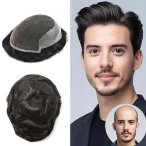 French Lace with PU Toupee for Men Natural Hair System