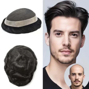 French Lace PU Coated Toupee for Men Natural Hair System